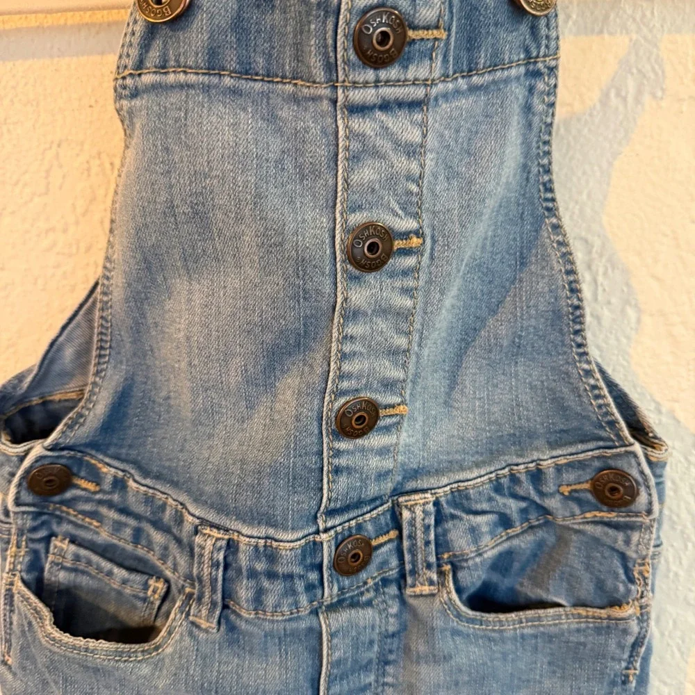OshKosh Bgosh Girls Blue Denim Bib Overalls Slim Fit Light Wash Kids Size 10